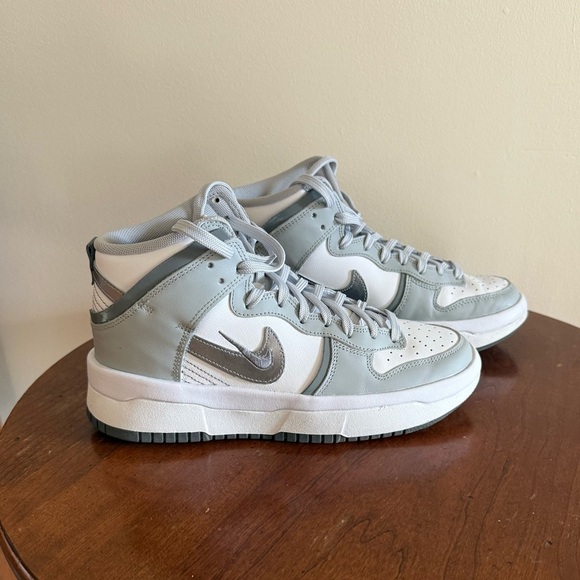 Nike Dunk High Up White/Light Smoke Grey/ Smoke Grey/Silver Women’s Size 8.5 - Picture 1 of 8